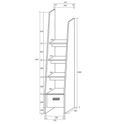 Garnero Arredamenti Cameretta 204x120cm completa destra 1 letto singolo rovere blu Dollie Gihome® Rovere - Azzurro Sale