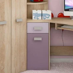 Garnero Arredamenti Cameretta 204x120cm completa sinistra 1 letto singolo rovere viola Dollie Gihome® Rovere - Viola Sale