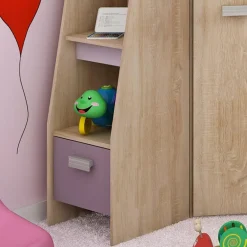 Garnero Arredamenti Cameretta 204x120cm completa sinistra 1 letto singolo rovere viola Dollie Gihome® Rovere - Viola Sale