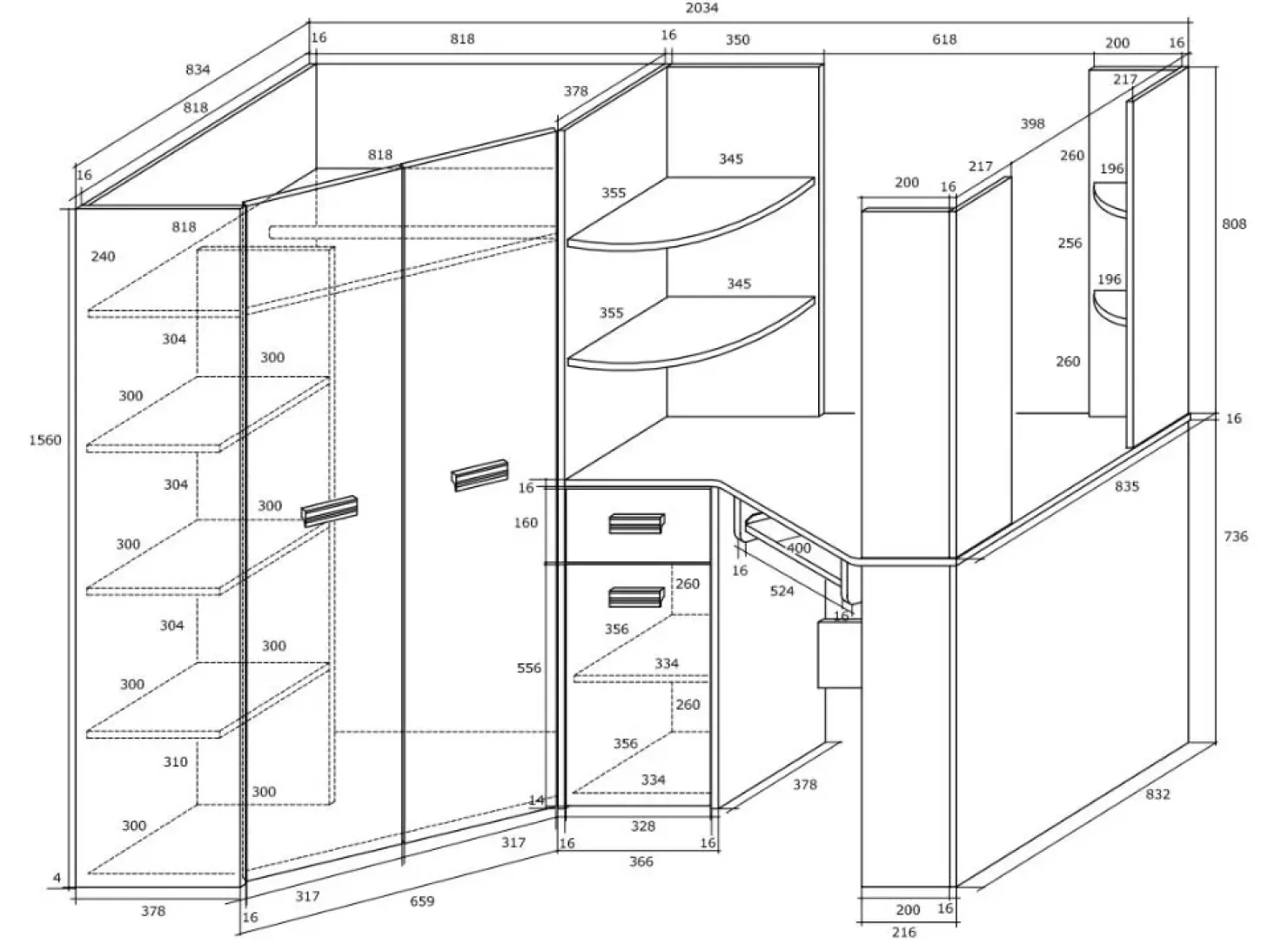Garnero Arredamenti Cameretta 204x120cm completa sinistra 1 letto singolo rovere viola Dollie Gihome® Rovere - Viola Sale