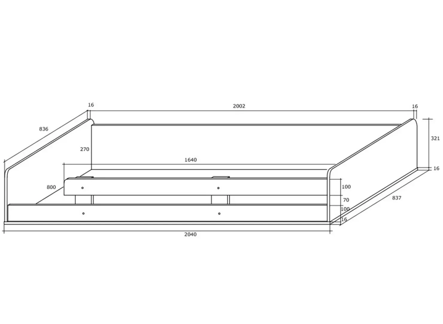 Garnero Arredamenti Cameretta 204x120cm completa sinistra 1 letto singolo rovere viola Dollie Gihome® Rovere - Viola Sale