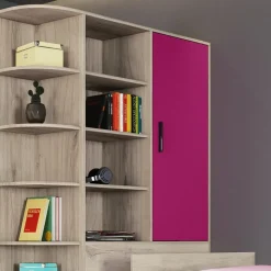 Garnero Arredamenti Cameretta 352x124cm con cabina armadio rovere fucsia Fabio Gihome® Fucsia - Rovere Outlet