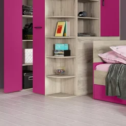 Garnero Arredamenti Cameretta 352x124cm con cabina armadio rovere fucsia Fabio Gihome® Fucsia - Rovere Outlet