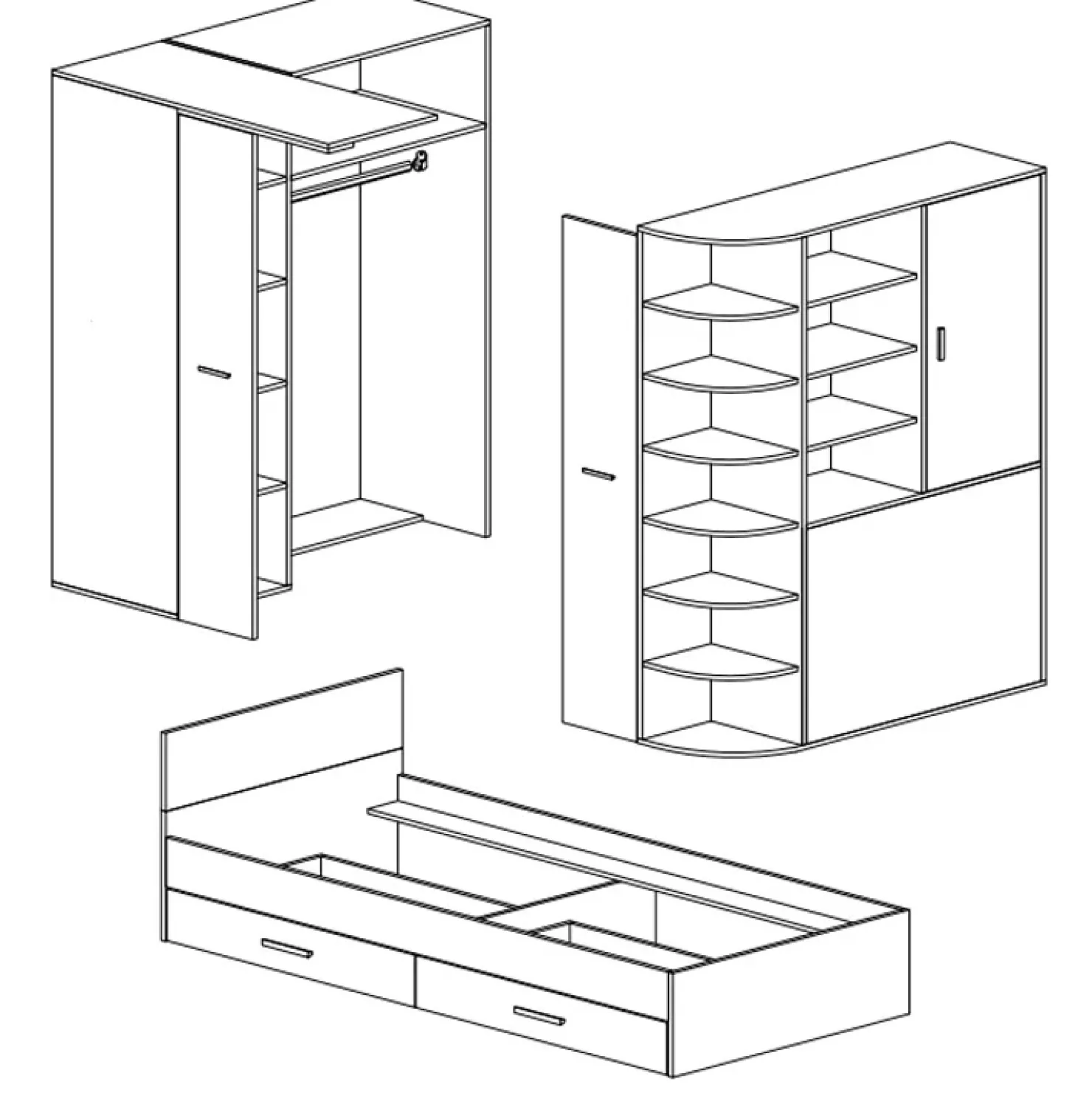 Garnero Arredamenti Cameretta 352x124cm con cabina armadio rovere fucsia Fabio Gihome® Fucsia - Rovere Outlet