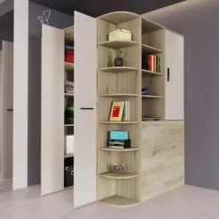 Garnero Arredamenti Cameretta 352x124cm con cabina armadio rovere beige champagne Fabio Gihome® Rovere - Beige Best