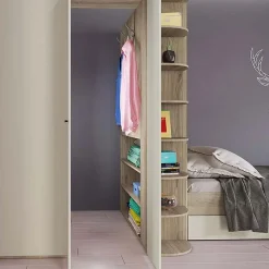 Garnero Arredamenti Cameretta 352x124cm con cabina armadio rovere beige champagne Fabio Gihome® Rovere - Beige Best