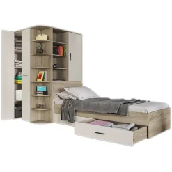 Garnero Arredamenti Cameretta 352x124cm con cabina armadio rovere beige champagne Fabio Gihome® Rovere - Beige Best