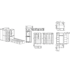 Garnero Arredamenti Cameretta 352x124cm con cabina armadio rovere beige champagne Fabio Gihome® Rovere - Beige Best