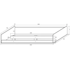 Garnero Arredamenti Cameretta 204x120cm sinistra bambini completa 1 letto singolo bianco pino grafite Dollie Gihome® Grafite - Bianco Frassinato Clearance