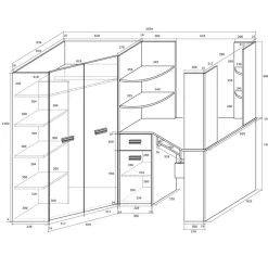 Garnero Arredamenti Cameretta 204x120cm sinistra completa 1 letto singolo rovere bianco Dollie Gihome® Rovere - Bianco Best