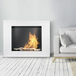Garnero Arredamenti Caminetto bioetanolo 105x90h cm da parete acciaio e vetro bianco Etna Online