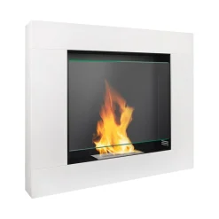 Garnero Arredamenti Caminetto bioetanolo 105x90h cm da parete acciaio e vetro bianco Etna Online