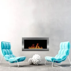 Garnero Arredamenti Caminetto 90x40h cm bioetanolo da parete inox Denny Gihome® Argento Clearance