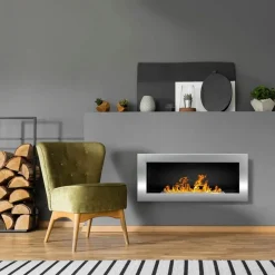 Garnero Arredamenti Caminetto 90x40h cm bioetanolo da parete inox Denny Gihome® Argento Clearance