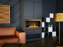 Garnero Arredamenti Caminetto 90x40h cm bioetanolo con vetro marrone ramato Albert Gihome® Bronzo New