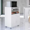 Garnero Arredamenti Carrello da cucina 59x92h cm con ruote bianco opaco cemento Comer Hot