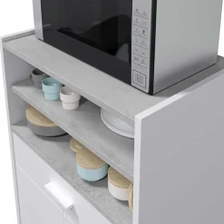 Garnero Arredamenti Carrello da cucina 59x92h cm con ruote bianco opaco cemento Comer Hot