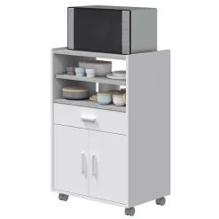 Garnero Arredamenti Carrello da cucina 59x92h cm con ruote bianco opaco cemento Comer Hot