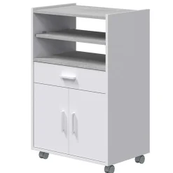 Garnero Arredamenti Carrello da cucina 59x92h cm con ruote bianco opaco cemento Comer Hot