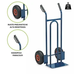 Garnero Arredamenti Carrello portapacchi con ruote solleva fino a 200kg in acciaio Xina