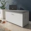Garnero Arredamenti Cassapanca scarpiera 85x42h cm moderna bianco frassinato cemento Danielle New