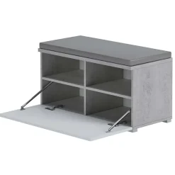 Garnero Arredamenti Cassapanca scarpiera 85x42h cm moderna bianco frassinato cemento Danielle New