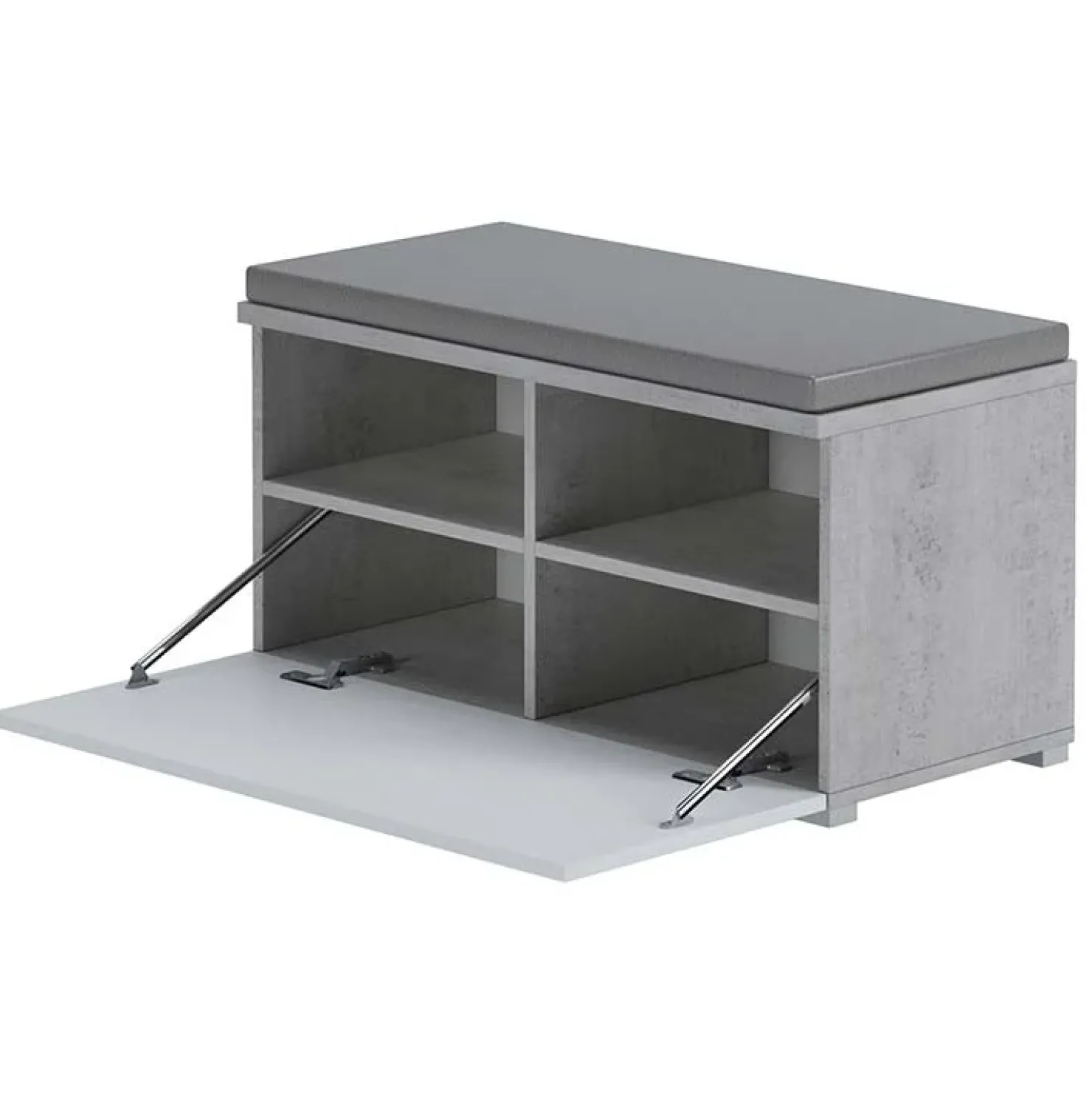 Garnero Arredamenti Cassapanca scarpiera 85x42h cm moderna bianco frassinato cemento Danielle New