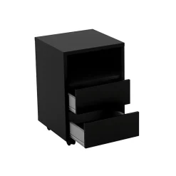 Garnero Arredamenti Cassettiera ufficio 40x62h cm 2 cassetti nero Callum Nero Opaco Discount