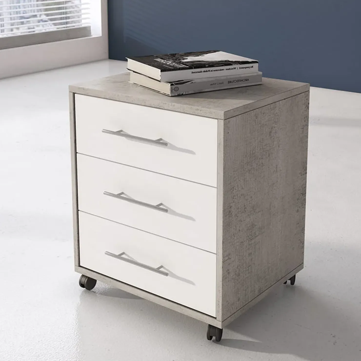 Garnero Arredamenti Cassettiera ufficio 43x57h cm bianco frassinato cemento Woody Cemento - Bianco Frassinato Clearance