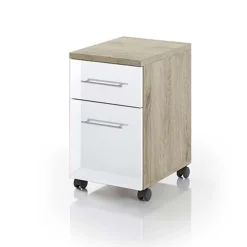 Garnero Arredamenti Cassettiera ufficio 35x59h cm con ruote rovere bianco lucido Time O Bianco Lucido - Rovere Best