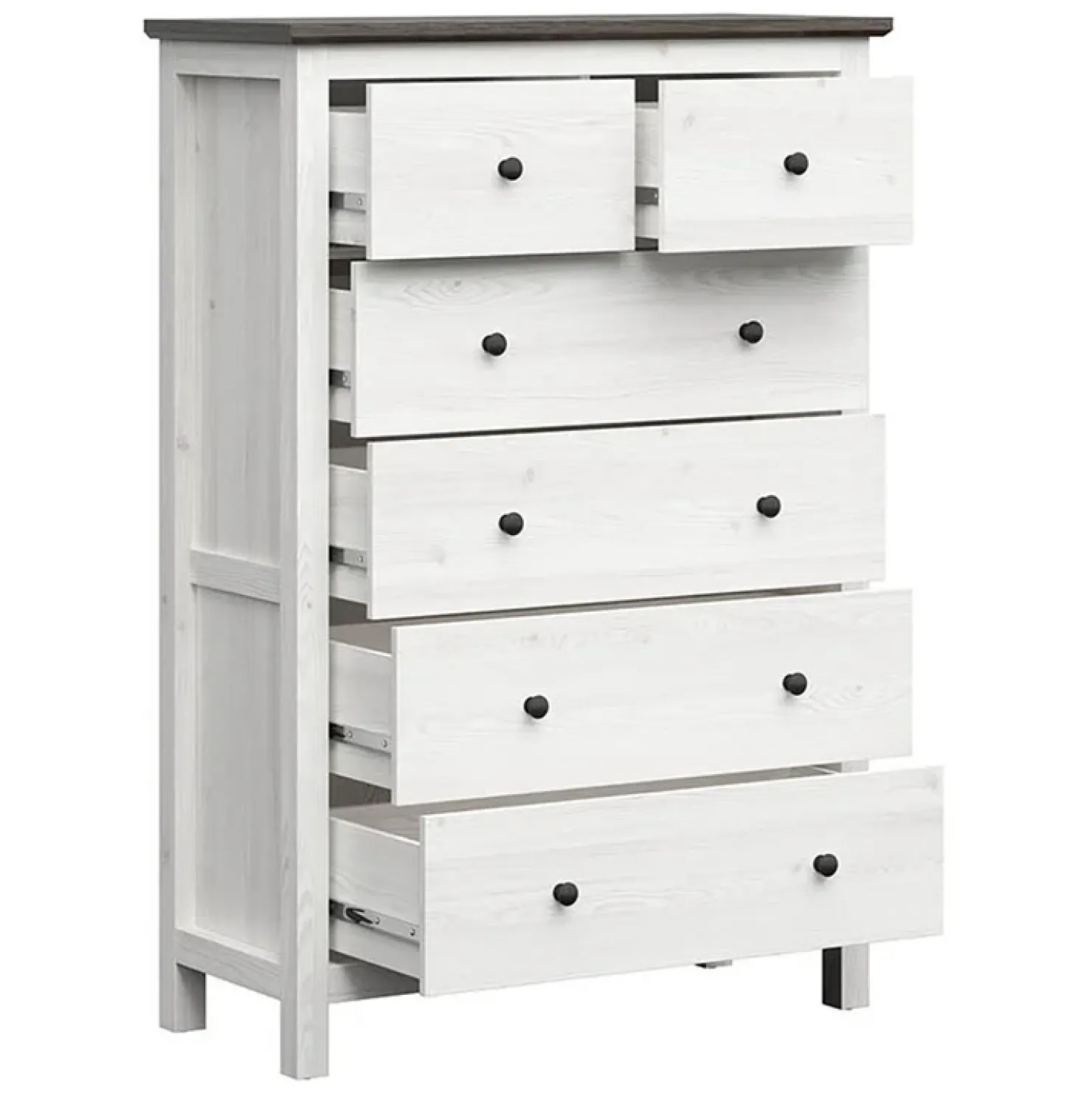 Garnero Arredamenti Cassettiera 101x145 hcm 2 ante 2 cassetti arte povera bianco frassinato grafite Holga Bianco Frassinato - Grafite Hot