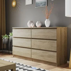 Garnero Arredamenti Cassettiera 139x77h cm 6 cassetti moderna Rotterdam Rovere New