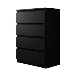 Garnero Arredamenti Cassettiera 70x100h cm 4 cassetti moderna nero Rotterdam Nero Opaco New