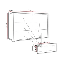Garnero Arredamenti Cassettiera 120x73h cm 6 cassetti moderna bianco Eindhoven New