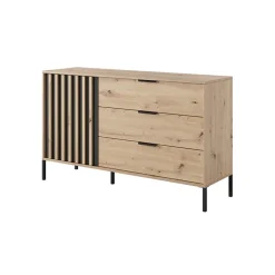 Garnero Arredamenti Cassettiera 137x82h cm 3 cassetti rovere antracite Rubik Sale