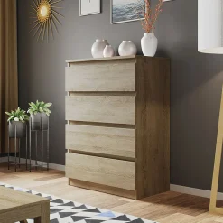 Garnero Arredamenti Cassettiera 70x100h cm 4 cassetti moderna Rotterdam Rovere New