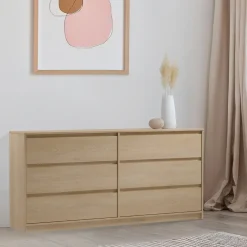 Garnero Arredamenti Cassettiera 181x87h cm 6 cassetti moderna rovere Funny Best