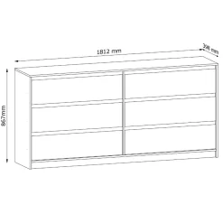Garnero Arredamenti Cassettiera 181x87h cm 6 cassetti moderna rovere Funny Best
