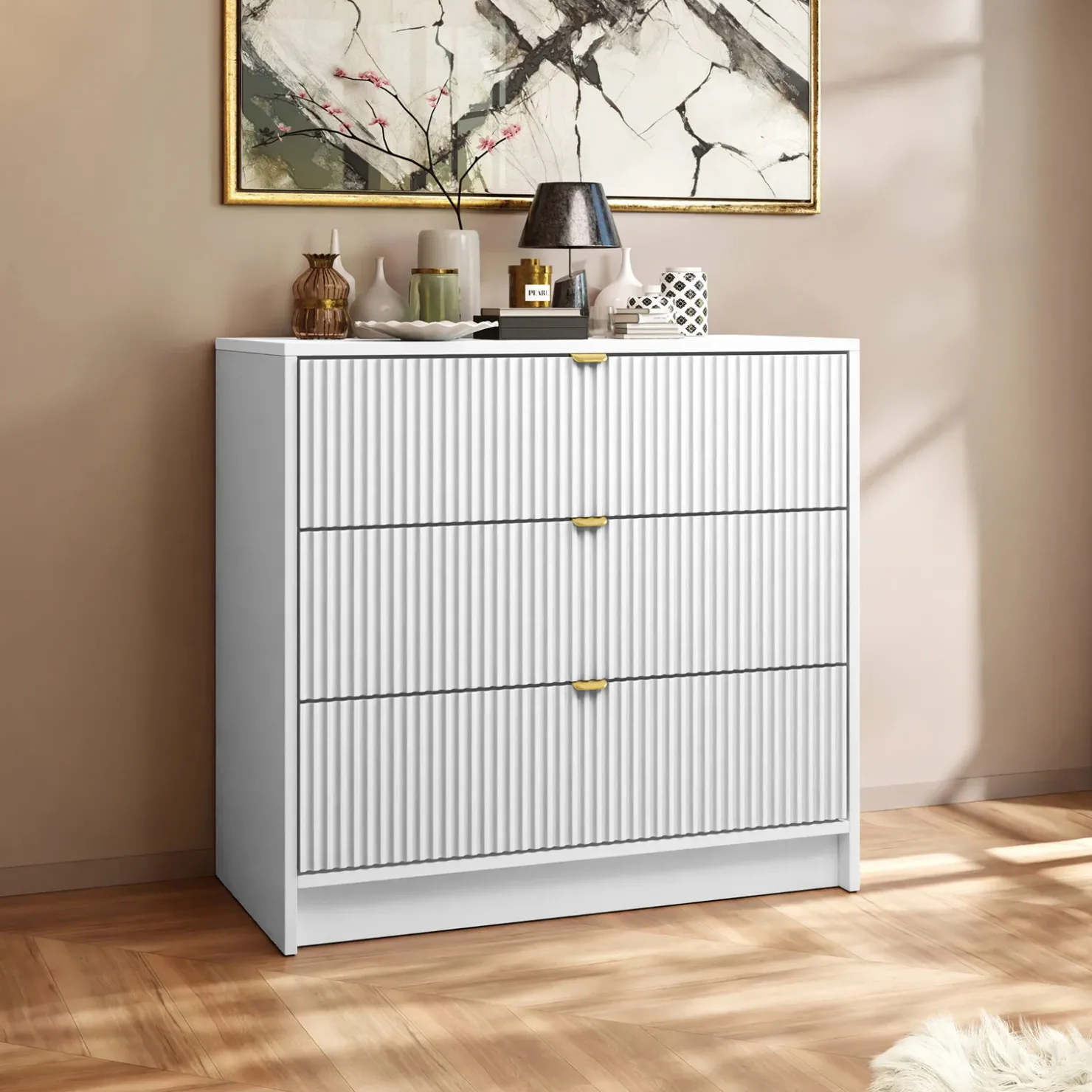 Garnero Arredamenti Cassettiera 80x75h cm 3 cassetti moderna bianco Athena Bianco Opaco Sale