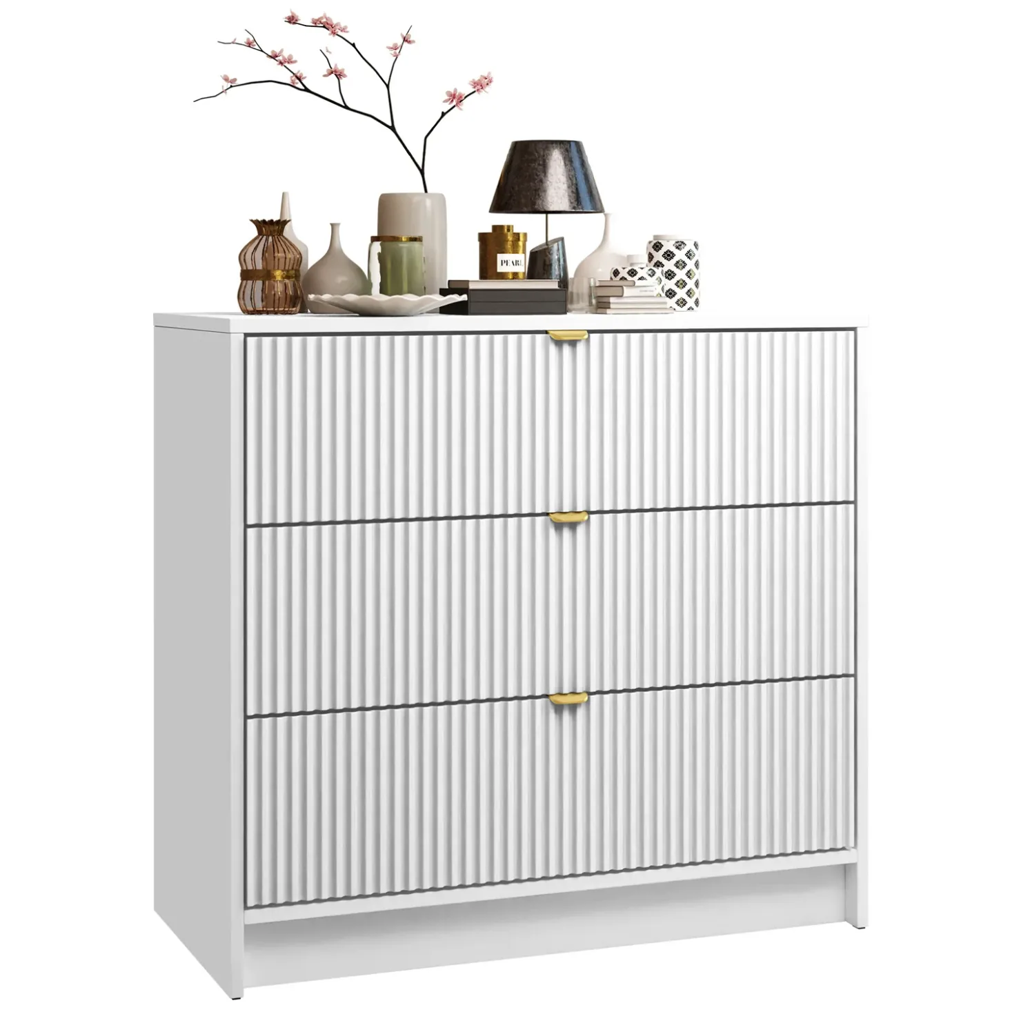 Garnero Arredamenti Cassettiera 80x75h cm 3 cassetti moderna bianco Athena Bianco Opaco Sale