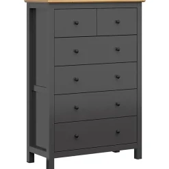 Garnero Arredamenti Cassettiera 101x145h cm 6 cassetti nero grafite rovere chiaro Holga Grafite - Rovere Discount