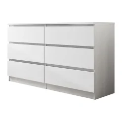Garnero Arredamenti Cassettiera 139x77h cm 6 cassetti moderna bianco Rotterdam Bianco Opaco New