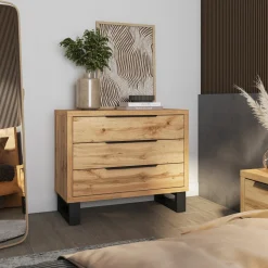 Garnero Arredamenti Cassettiera 100x83h cm 3 cassetti rovere Petra Sale