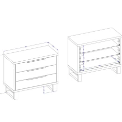 Garnero Arredamenti Cassettiera 100x83h cm 3 cassetti rovere Petra Sale