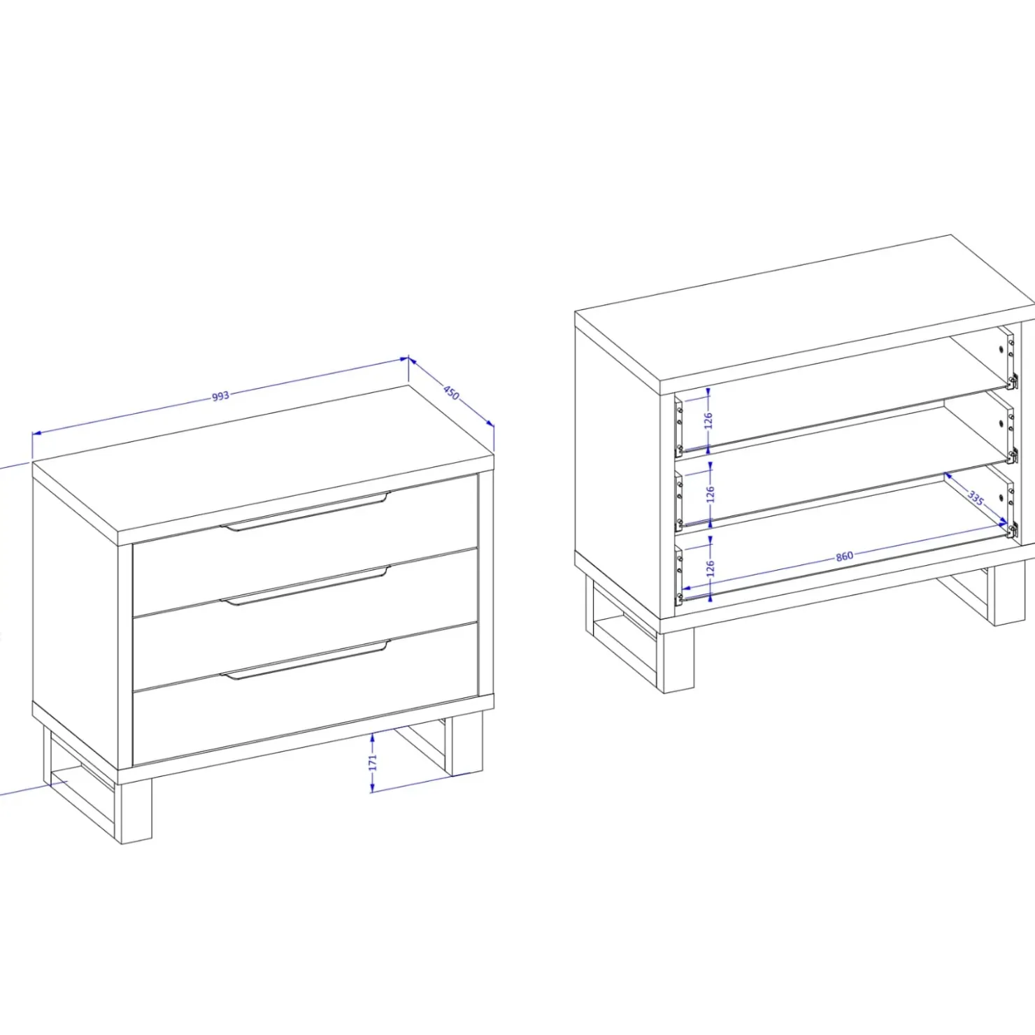 Garnero Arredamenti Cassettiera 100x83h cm 3 cassetti rovere Petra Sale