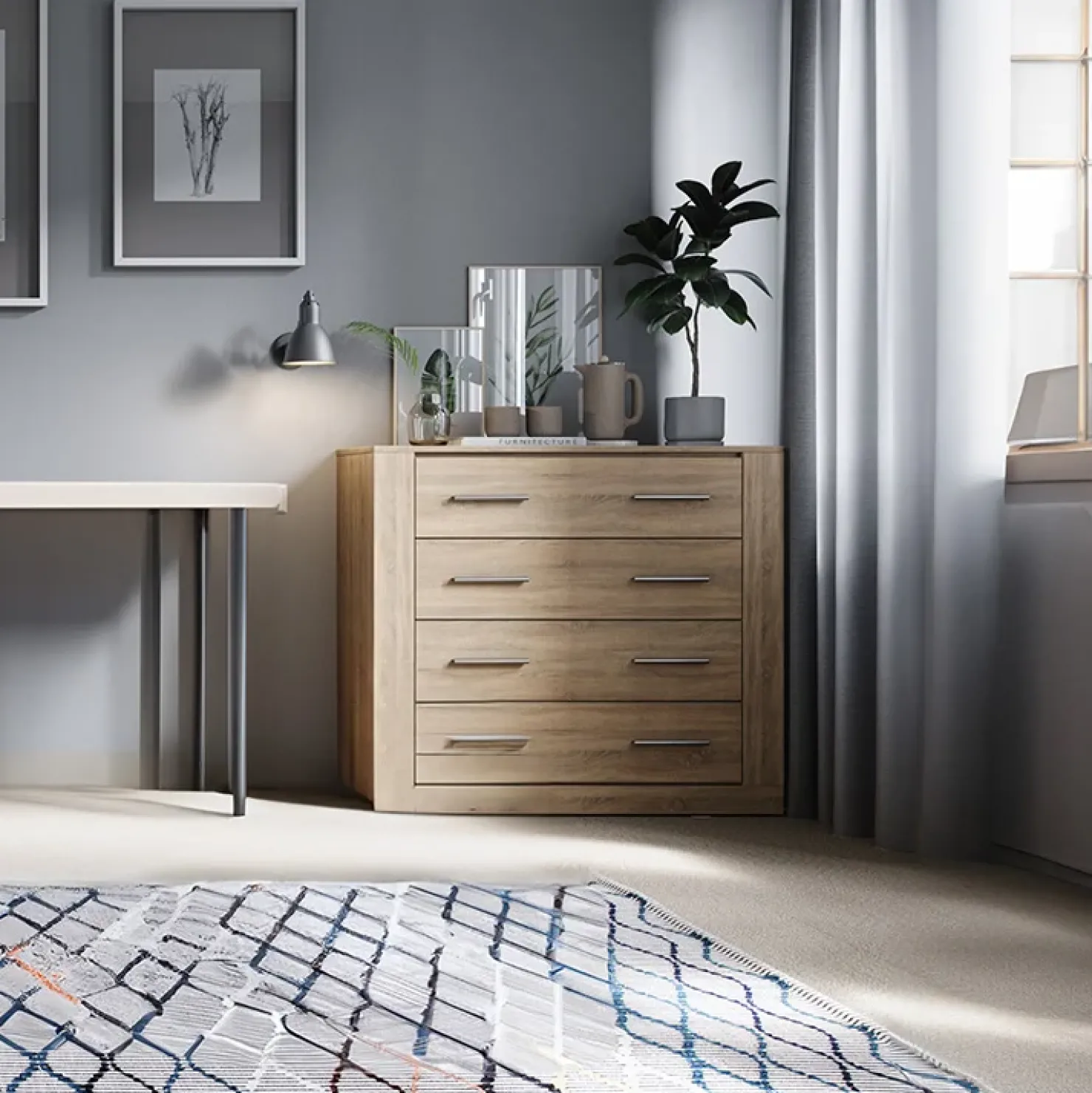 Garnero Arredamenti Cassettiera 100x90h cm 4 cassetti Ombra Rovere Best