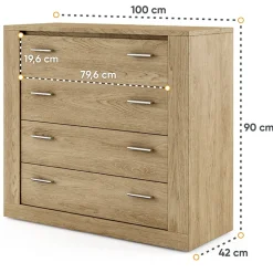 Garnero Arredamenti Cassettiera 100x90h cm 4 cassetti Ombra Rovere Best