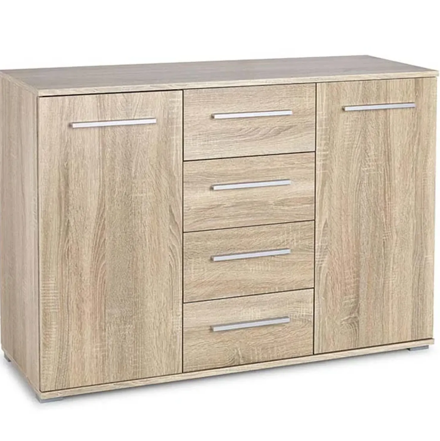 Garnero Arredamenti Cassettiera 116x82h cm 4 cassetti 2 ante moderna Viki Rovere Discount