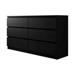 Garnero Arredamenti Cassettiera 139x77h cm 6 cassetti moderna nero Rotterdam Nero Opaco Outlet