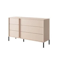 Garnero Arredamenti Cassettiera 134x82h cm 6 cassetti moderna  beige Jolly Outlet